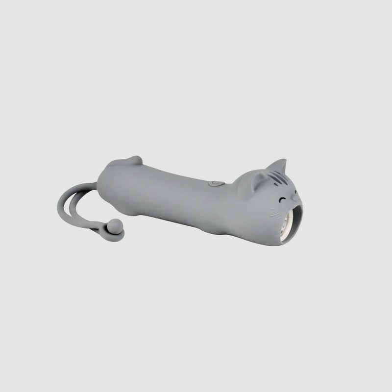 Torcia a forma di gatto in silicone ricaricabile con USB incluso, con luce fissa e intermittente, per un'idea regalo simpatica e originale